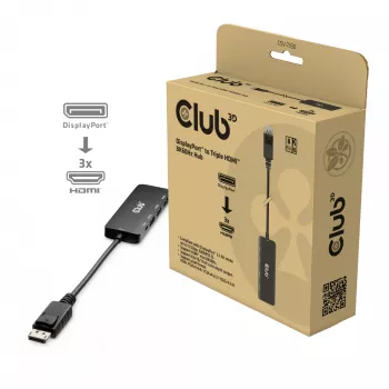 CLUB3D DisplayPort™ auf Triple HDMI™ 8K60Hz Hub, DisplayPort, HDMI, 2.1b/1.4a, 13,5 Mbit/s, 120 Hz, 3840 x 2160, 7680 x 4320