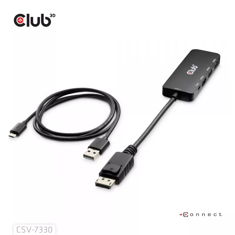 CLUB3D DisplayPort™ auf Triple HDMI™ 8K60Hz Hub, DisplayPort, HDMI, 2.1b/1.4a, 13,5 Mbit/s, 120 Hz, 3840 x 2160, 7680 x 4320