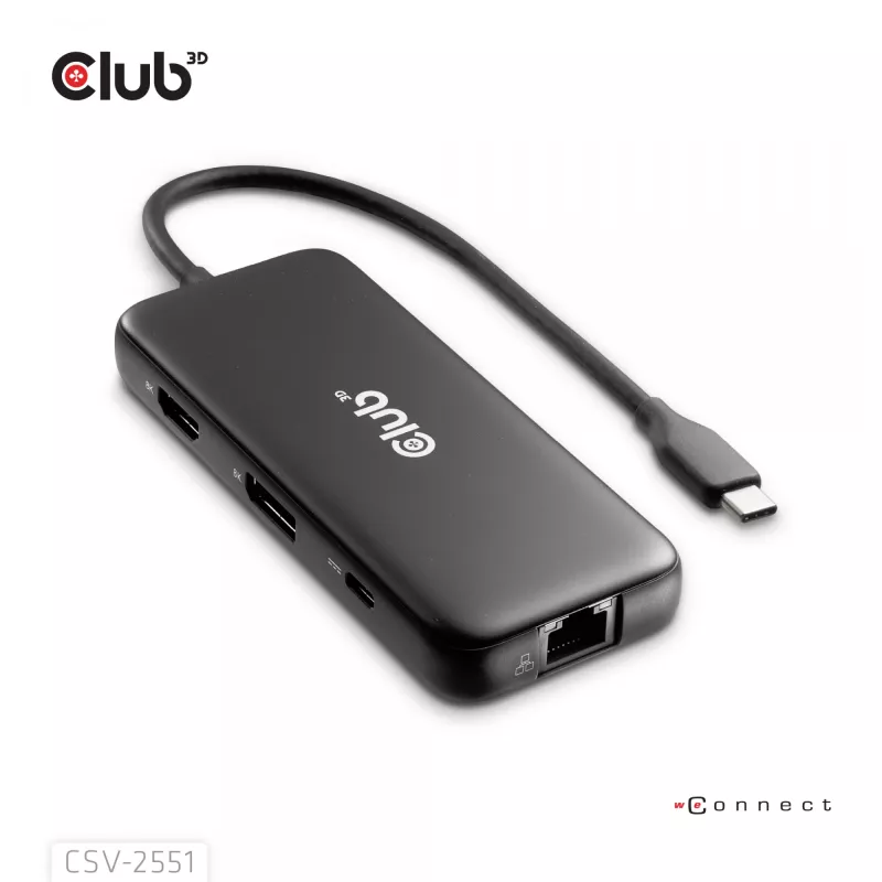 CLUB3D 8-1 Portable Dock USB Type-C® 10Gbps auf HDMI™ und DisplayPort™ 8K30Hz PD max. 100Watt