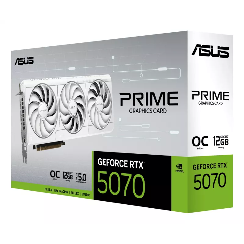 Grafikkarte ASUS GeForce RTX 5070 12 GB GDDR7, PCIe 5.0, 192-Bit, weiß, 3 Lüfter