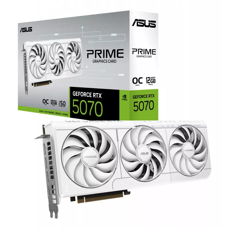 Grafikkarte ASUS GeForce RTX 5070 12 GB GDDR7, PCIe 5.0, 192-Bit, weiß, 3 Lüfter