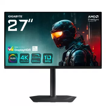 GIGABYTE MO27U2 OLED 4K UHD Gaming Monitor - 3840 x 2160, 240Hz, 0,03ms, 1000 cd/m², Display HDR True Black 400, HDMI 2.1, DisplayPort 1.4