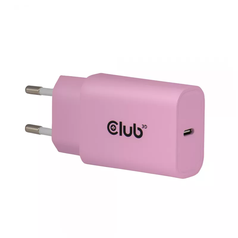CLUB3D 2-Pack USB C Charger 30 Watt Whit, Indoor, AC, Pink