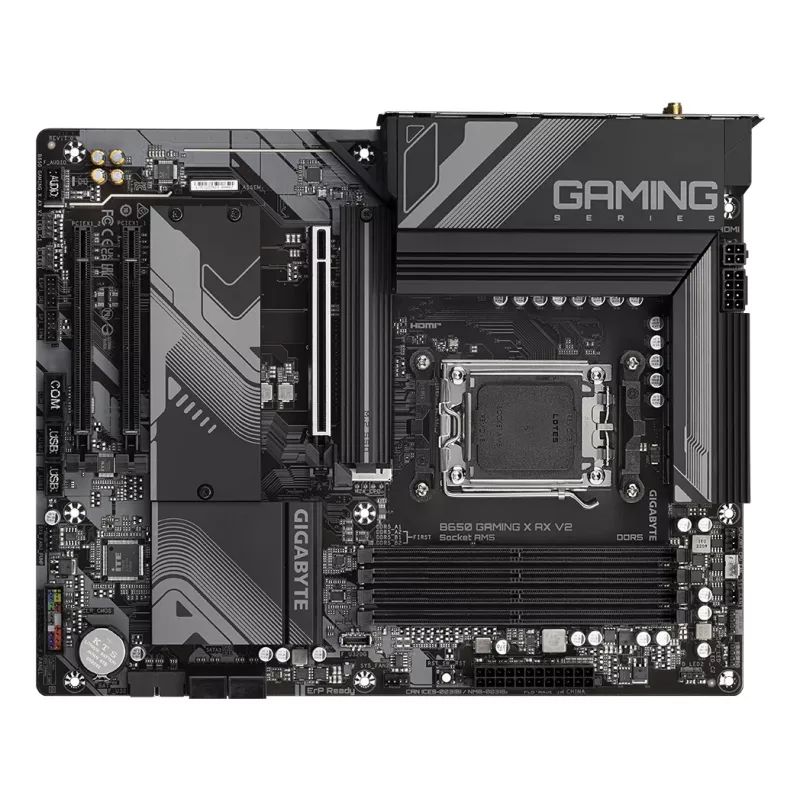 GIGABYTE B650 GAMING X AX V2 Mainboard - AMD Ryzen 9000 Series CPUs, 8+2+2 Phasen VRM, bis zu 8000MHz DDR5 (OC), 1xPCIe 5.0 + 2xPCIe 4.0 M.2, 2.5GbE LAN, WIFI 6E, USB 3.2 Gen 2