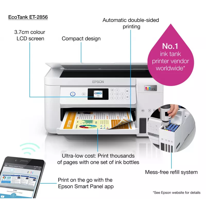 Epson EcoTank ET-2856 Tintenstrahl A4 5760 x 1440 DPI 33 ppm Wi-Fi