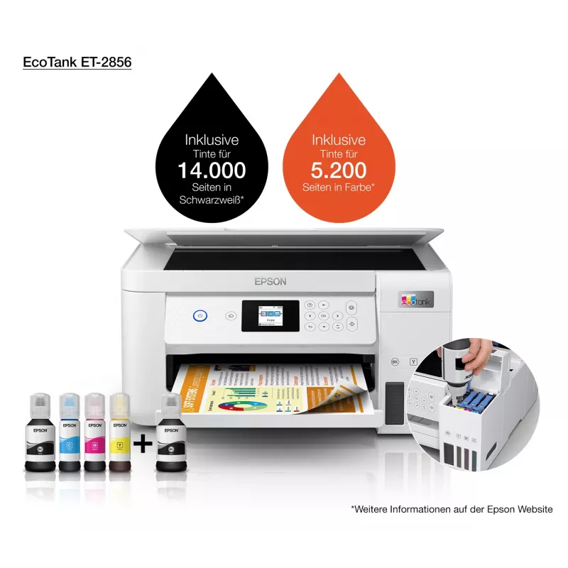 Epson EcoTank ET-2856 Tintenstrahl A4 5760 x 1440 DPI 33 ppm Wi-Fi