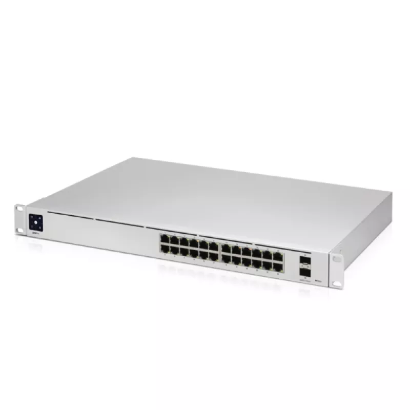 Managed Switch UBIQUITI USW-PRO-24-EU — 24× Gigabit RJ-45, 2× SFP+, L2/L3, Rack-Montage, silber