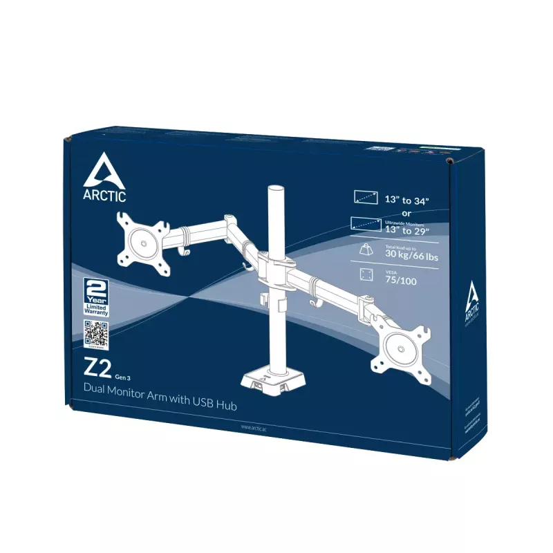 ARCTIC Z2 (Gen 3) - Doppel-Monitorarm mit USB-Hub
