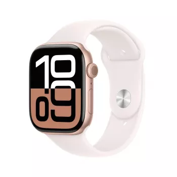 APPLE Watch Series 10 GPS 46mm Roségold Aluminiumgehäuse mit Light Blush Sportarmband - M/L