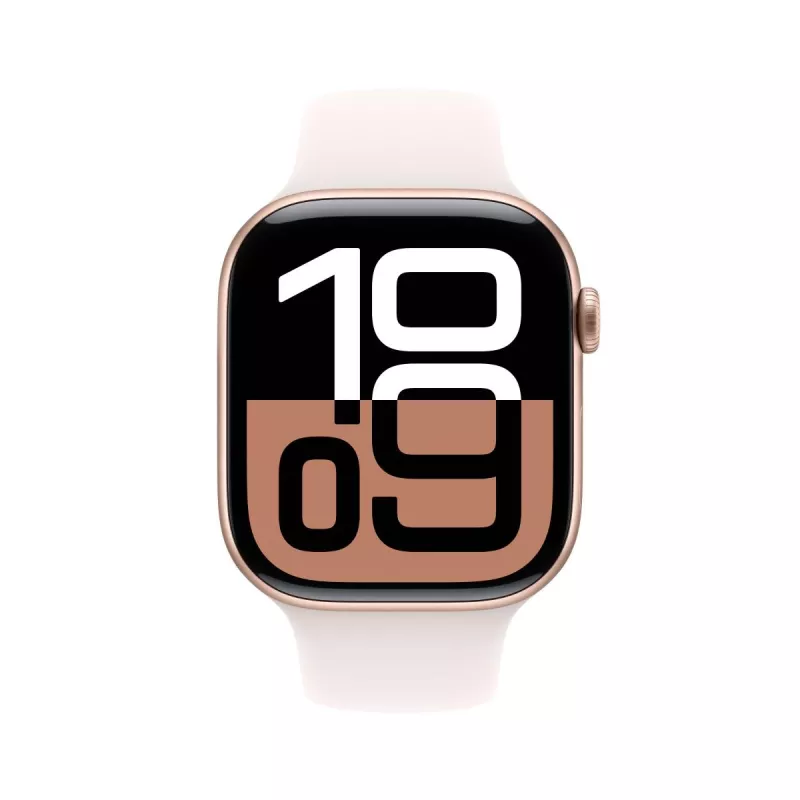 APPLE Watch Series 10 GPS 46mm Roségold Aluminiumgehäuse mit Light Blush Sportarmband - M/L