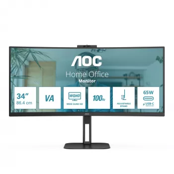 AOC V5 CU34V5CW Computer Monitor 86,4 cm (34 Zoll) 3440 x 1440 Pixel Wide Quad HD LED Schwarz