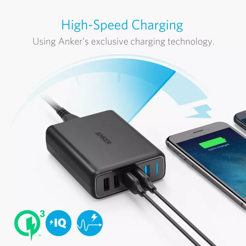 ANKER Powerport Speed 5 2x Quick Charge 3.0 Eu Schwarz