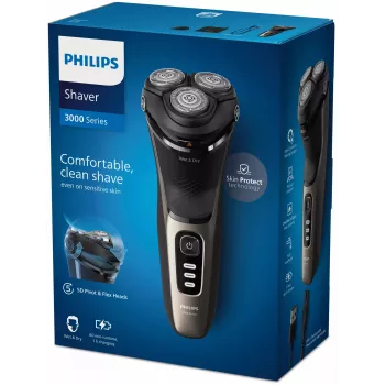 Elektrorasierer Philips 3000 Series S3242/12 — 3-Kopf-Rotationssystem, Nass- und Trockenrasur, 60 Min. Laufzeit, Lithium-Ionen