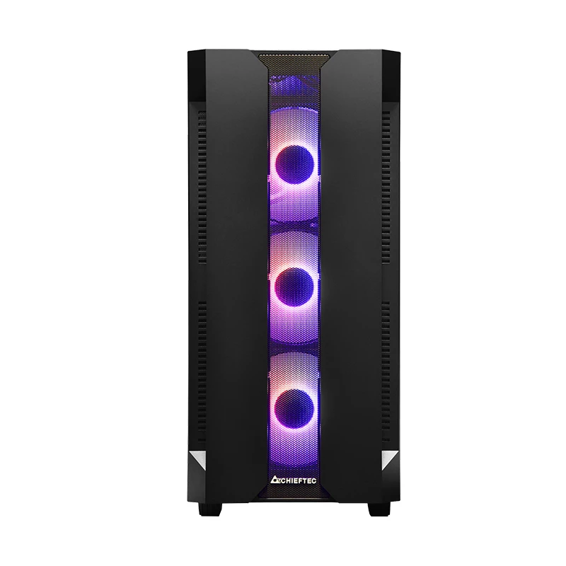 PC-Gehäuse CHIEFTEC GS-01B-OP Tower Schwarz – gehärtetes Glas, RGB-Lüfter, unterstützt ATX/Micro-ATX, GPU bis 320 mm