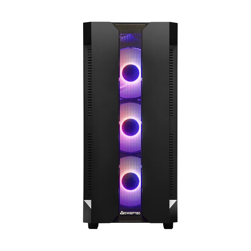 PC-Gehäuse CHIEFTEC GS-01B-OP Tower Schwarz – gehärtetes Glas, RGB-Lüfter, unterstützt ATX/Micro-ATX, GPU bis 320 mm