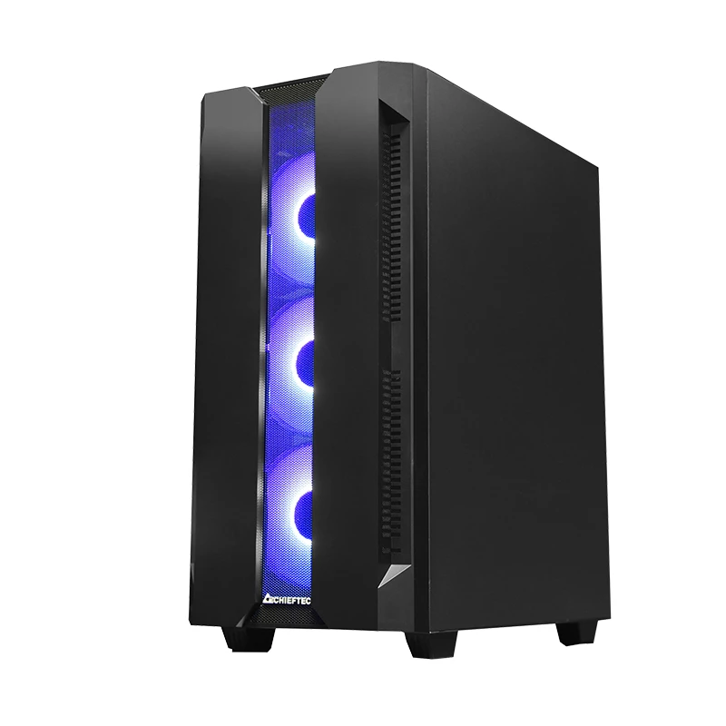 PC-Gehäuse CHIEFTEC GS-01B-OP Tower Schwarz – gehärtetes Glas, RGB-Lüfter, unterstützt ATX/Micro-ATX, GPU bis 320 mm