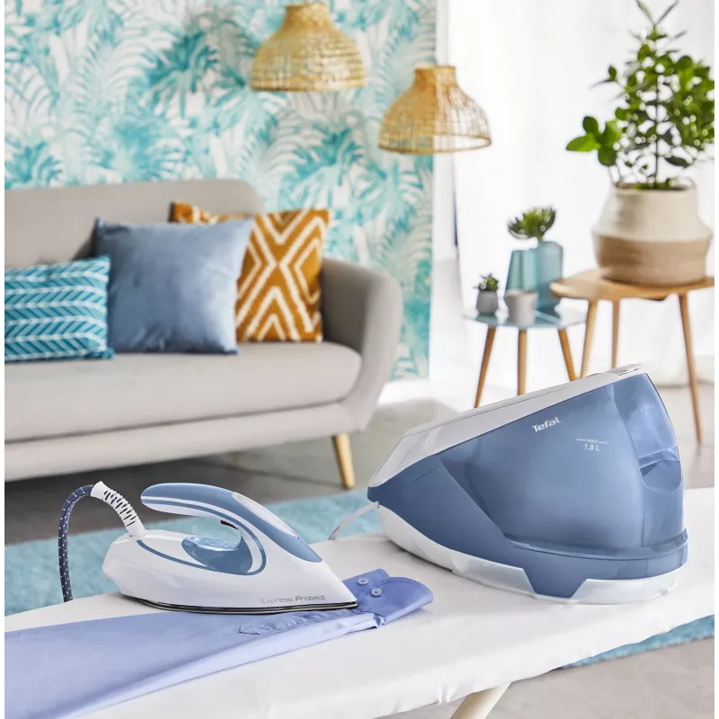 Tefal Express Protect SV9202 2800 W 1,8 l Durilium AirGlide Autoclean-Bügelsohle Weiß, Blau