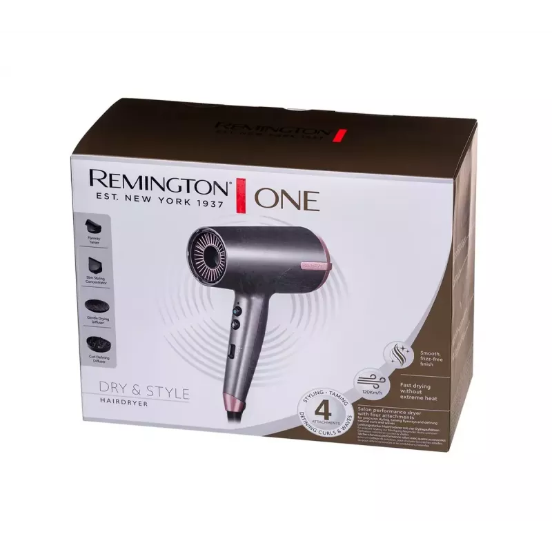 Haartrockner Remington D6077 2000 W, Ionenfunktion, Kaltstufe, Diffusor, 3 Temperaturstufen, grau/bronze