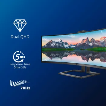 Philips P Line 32:9 SuperWide Curved LCD Display 499P9H/00, 124 cm (48,8 Zoll), 5120 x 1440 Pixel, UltraWide Dual Quad HD, LCD, 5 ms, Schwarz