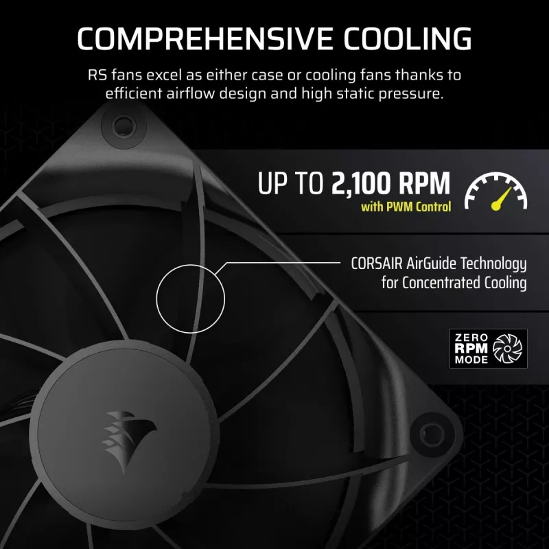 Lüfter Corsair RS120 12 cm Schwarz 420–2100 U/min 0,2–4,15 mmH2O