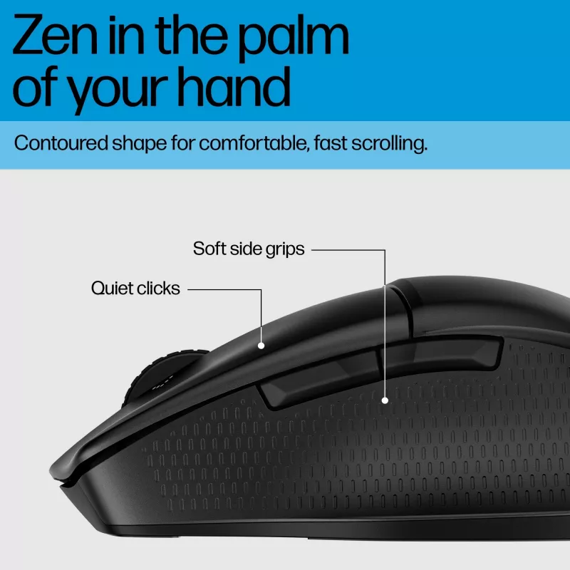 HP 480 Comfort Bluetooth Mouse, Rechtshänder, Bluetooth, 4000 DPI, Schwarz