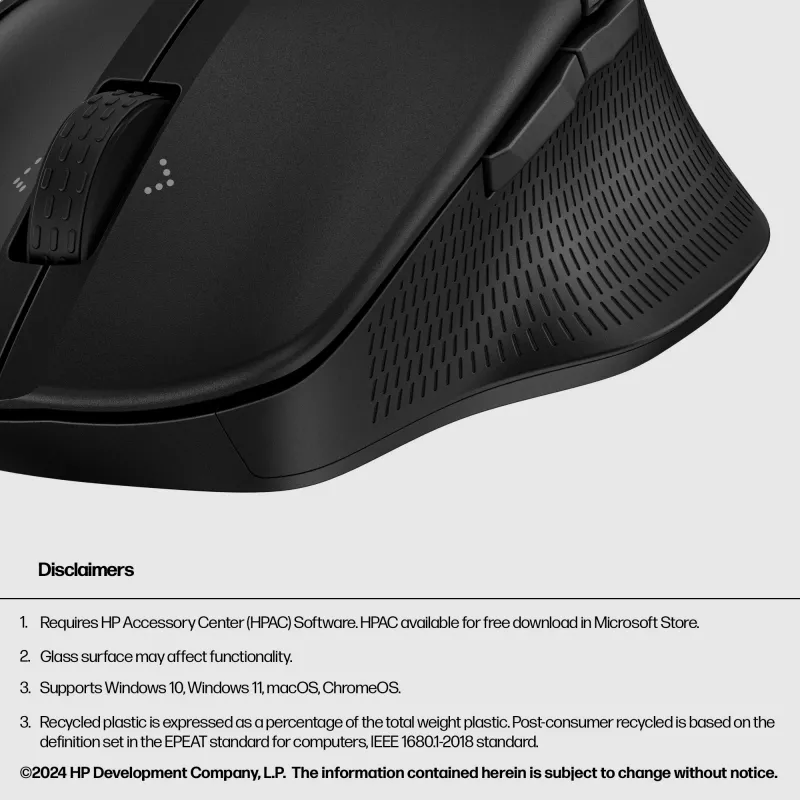 HP 480 Comfort Bluetooth Mouse, Rechtshänder, Bluetooth, 4000 DPI, Schwarz