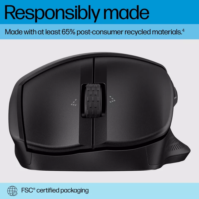 HP 480 Comfort Bluetooth Mouse, Rechtshänder, Bluetooth, 4000 DPI, Schwarz