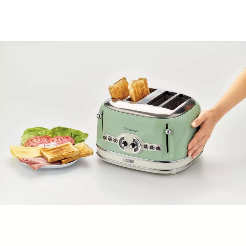 Ariete Vintage 156 4-Schlitz-Toaster, 1600 W, hellgrün
