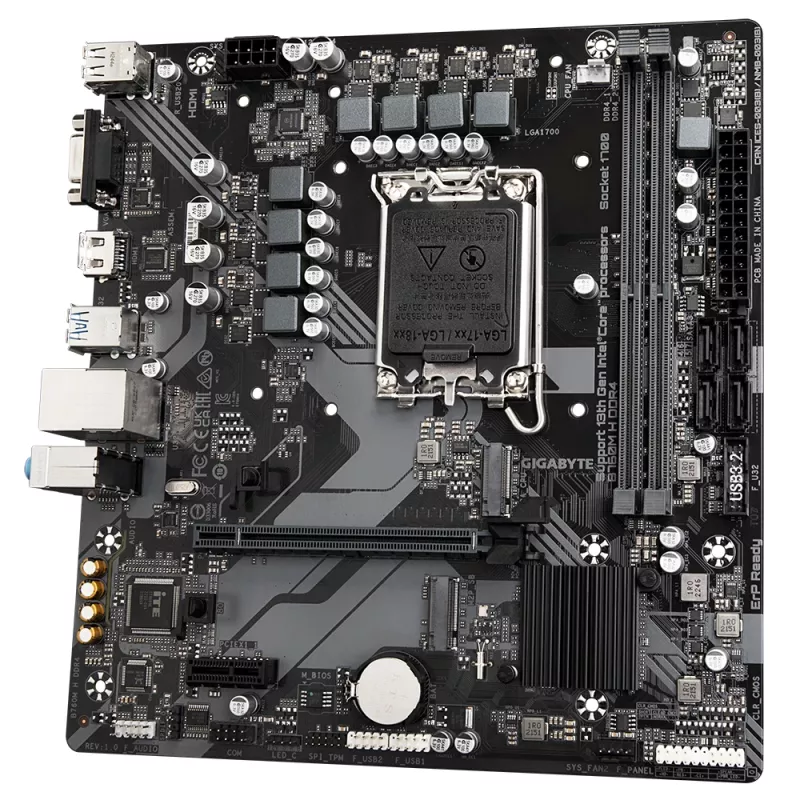 GIGABYTE B760M H DDR4 Motherboard - Unterstützt Intel Core Prozessoren der 14. Generation, 6+1+1 Phasen Digital VRM, bis zu 3200MHz DDR4 (OC), 2xPCIe 4.0 M.2, GbE LAN, USB 3.2 Gen1
