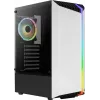 PC-Gehäuse AEROCOOL Bionic Midi Tower Weiß — ATX, Tempered Glass, 2x3,5-Zoll-Schächte, 6x2,5-Zoll, 297 mm GPU, blaue LED