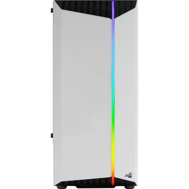 PC-Gehäuse AEROCOOL Bionic Midi Tower Weiß — ATX, Tempered Glass, 2x3,5-Zoll-Schächte, 6x2,5-Zoll, 297 mm GPU, blaue LED