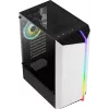 PC-Gehäuse AEROCOOL Bionic Midi Tower Weiß — ATX, Tempered Glass, 2x3,5-Zoll-Schächte, 6x2,5-Zoll, 297 mm GPU, blaue LED