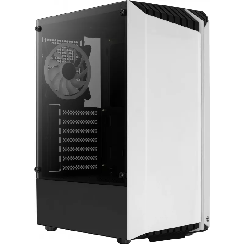 PC-Gehäuse AEROCOOL Bionic Midi Tower Weiß — ATX, Tempered Glass, 2x3,5-Zoll-Schächte, 6x2,5-Zoll, 297 mm GPU, blaue LED