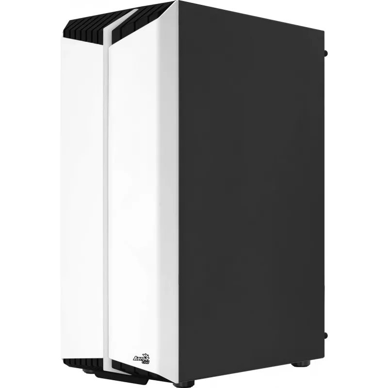 PC-Gehäuse AEROCOOL Bionic Midi Tower Weiß — ATX, Tempered Glass, 2x3,5-Zoll-Schächte, 6x2,5-Zoll, 297 mm GPU, blaue LED