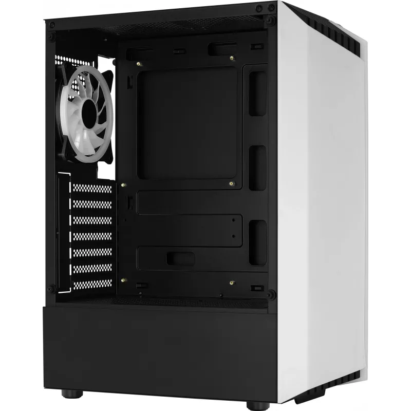 PC-Gehäuse AEROCOOL Bionic Midi Tower Weiß — ATX, Tempered Glass, 2x3,5-Zoll-Schächte, 6x2,5-Zoll, 297 mm GPU, blaue LED