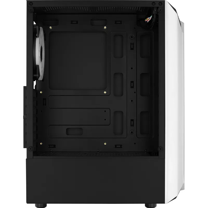 PC-Gehäuse AEROCOOL Bionic Midi Tower Weiß — ATX, Tempered Glass, 2x3,5-Zoll-Schächte, 6x2,5-Zoll, 297 mm GPU, blaue LED