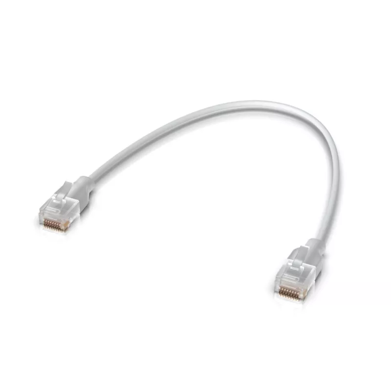 Ethernet-Patchkabel UBIQUITI UACC-Cable-Patch-EL 0,3 m Cat6 2,5 Gbit/s PoE++ weiß