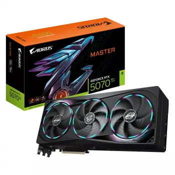 GIGABYTE AORUS GeForce RTX 5070 Ti MASTER 16G Grafikkarte - 16GB GDDR7, 256bit, PCI-E 5.0, 2670 MHz Kern-Takt, 3 x DP 2.1a, 1 x HDMI 2.1b, NVIDIA DLSS 4, GV-N507TAORUS M-16GD