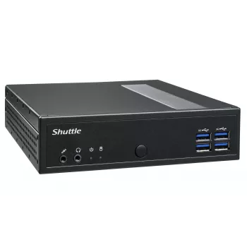 Shuttle XPC slim Barebone DL30N, Intel N100, 1x DDR5, 2x LAN (2x 2.5Gbit), 2xCOM, 1xHDMI, 1xDP, 1x VGA, lüfterlos, 24/7 Dauerbetrieb