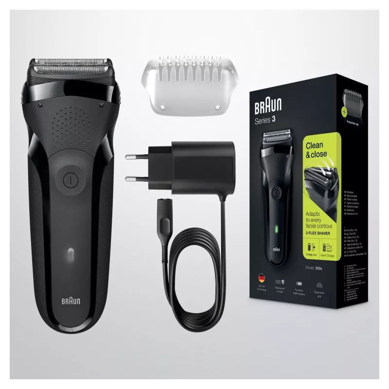 Braun Series 3 Shave&Style 300BT Elektrorasierer, Rasierer für Männer, Schwarz