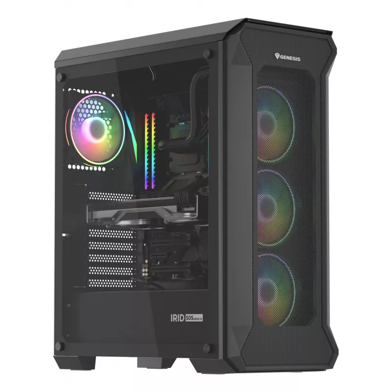 GENESIS Irid 505 ARGB Midi Tower Schwarz, Transparent