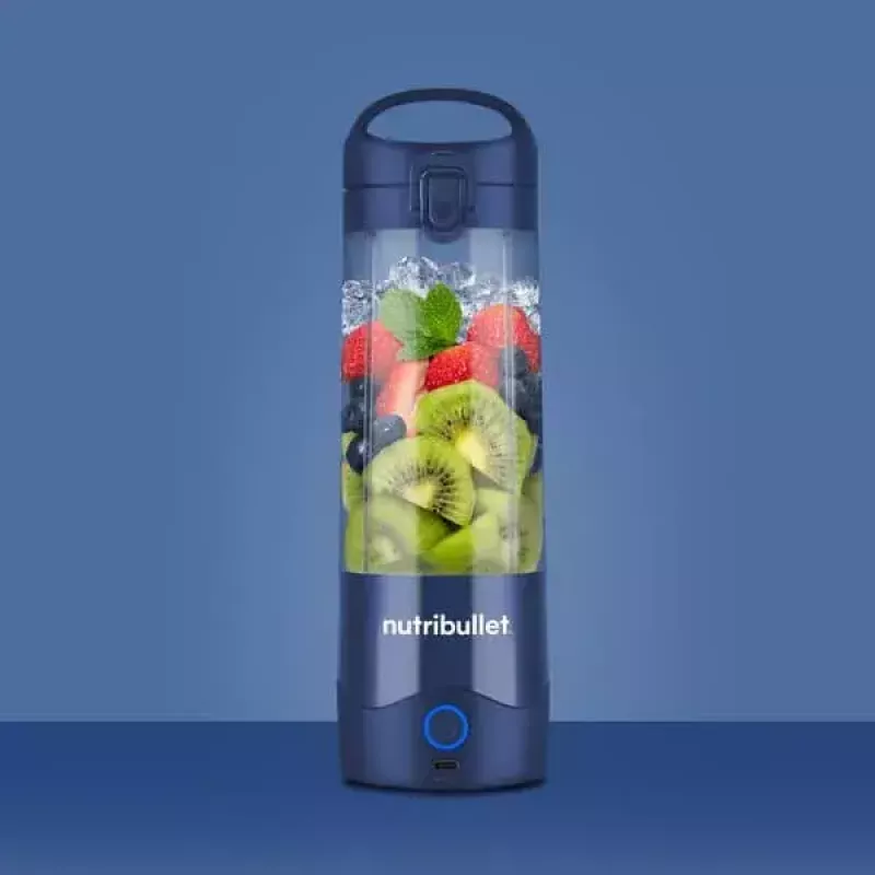 Sportblender NUTRIBULLET Portable 0,475 L, batteriebetrieben, Edelstahlklingen, Tritan-Behälter, dunkelblau