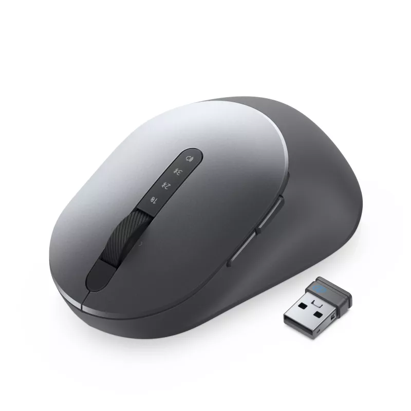 DELL Pro Plus Maus - MS5320W, Rechtshänder, Optisch, RF Wireless + Bluetooth, 1600 DPI, Grau, Titan