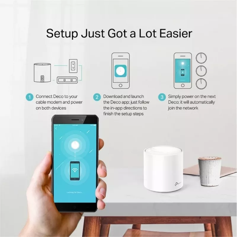 TP-Link AX1800 Whole Home Mesh Wi-Fi 6 System, Weiß, Intern, Mesh-Router, Strom, FCC