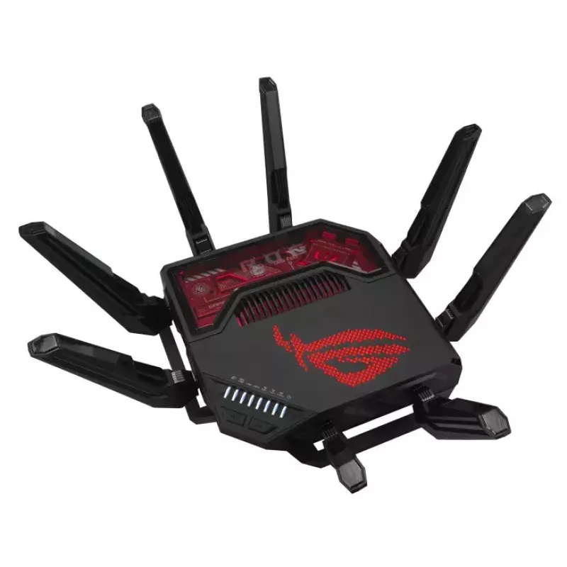 ASUS ROG Rapture GT-BE19000 WLAN-Router Multi-Gigabit Ethernet Tri-Band (2,4 GHz / 5 GHz / 6 GHz) Schwarz, Rot