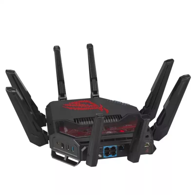 ASUS ROG Rapture GT-BE19000 WLAN-Router Multi-Gigabit Ethernet Tri-Band (2,4 GHz / 5 GHz / 6 GHz) Schwarz, Rot