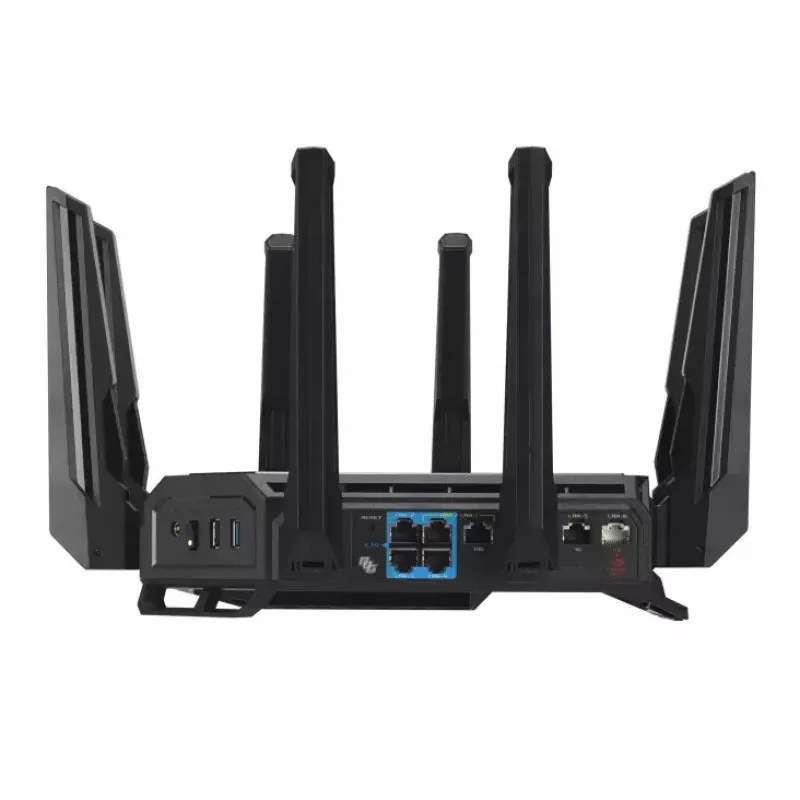 ASUS ROG Rapture GT-BE19000 WLAN-Router Multi-Gigabit Ethernet Tri-Band (2,4 GHz / 5 GHz / 6 GHz) Schwarz, Rot