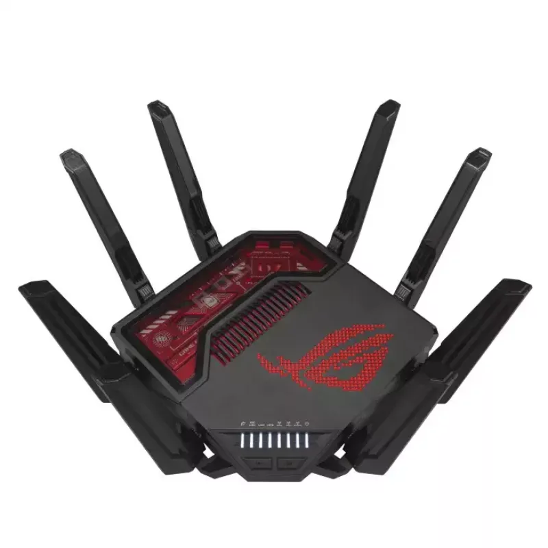 ASUS ROG Rapture GT-BE19000 WLAN-Router Multi-Gigabit Ethernet Tri-Band (2,4 GHz / 5 GHz / 6 GHz) Schwarz, Rot