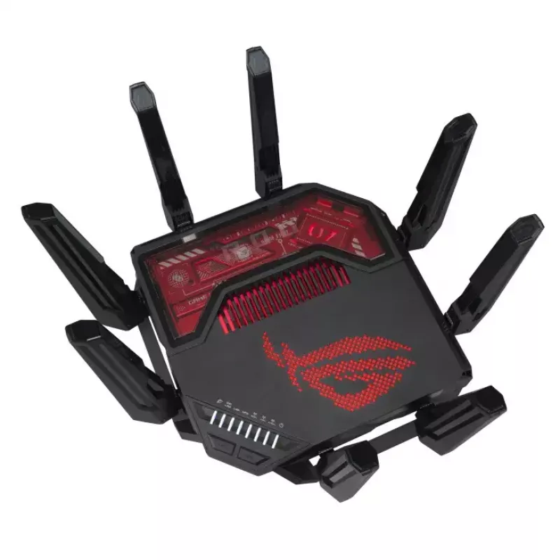ASUS ROG Rapture GT-BE19000 WLAN-Router Multi-Gigabit Ethernet Tri-Band (2,4 GHz / 5 GHz / 6 GHz) Schwarz, Rot