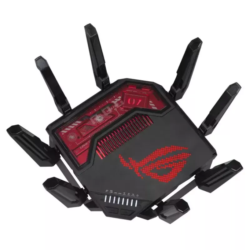 ASUS ROG Rapture GT-BE19000 WLAN-Router Multi-Gigabit Ethernet Tri-Band (2,4 GHz / 5 GHz / 6 GHz) Schwarz, Rot